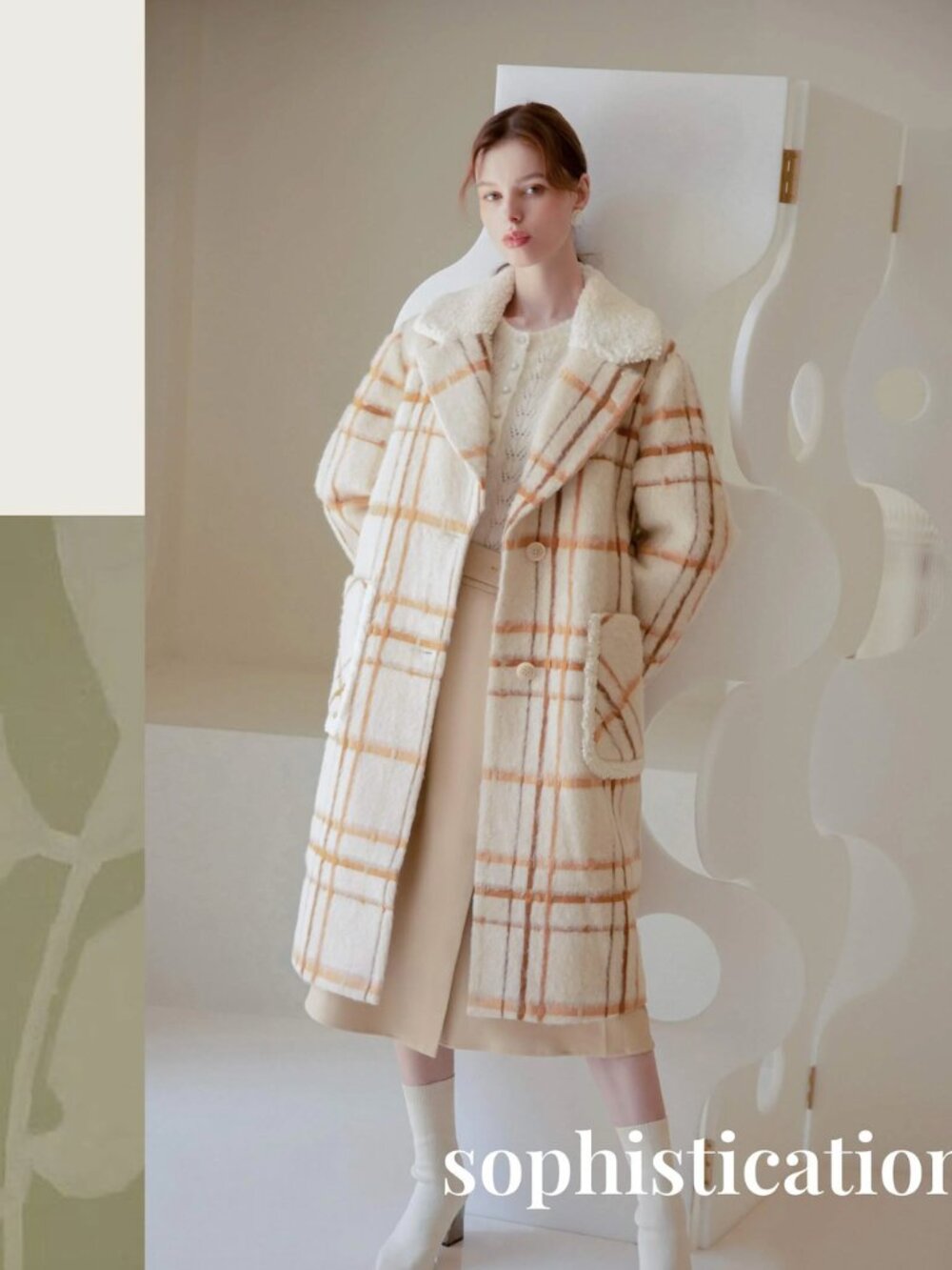 Petite Studio NYC Sienna Plaid Wool Alpaca Blend Sherpa Trim Coat Jacket XXS